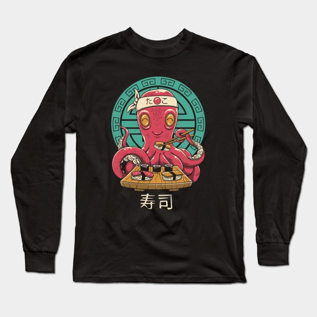 Octo Sushi Bar Long Sleeve T-Shirt by Vincent Trinidad Art